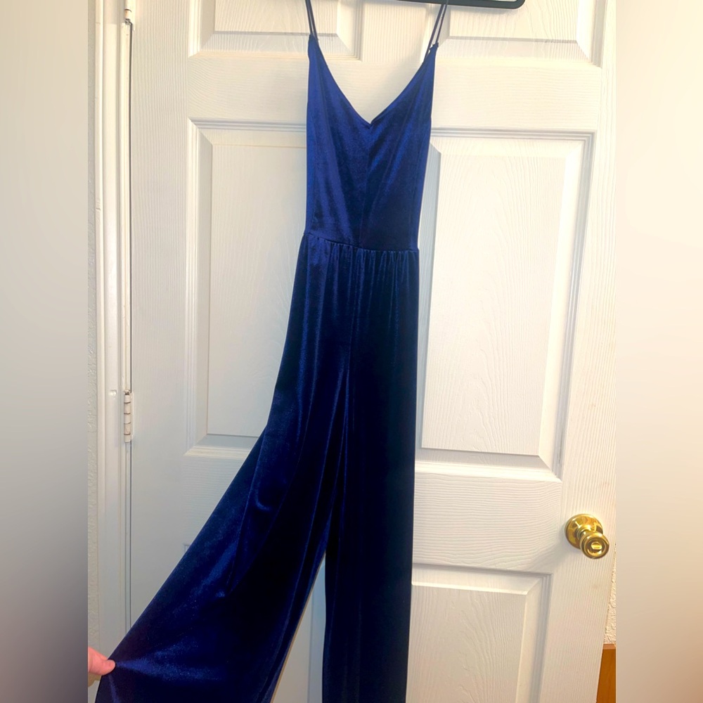 Navy Velvet Jumpsuit